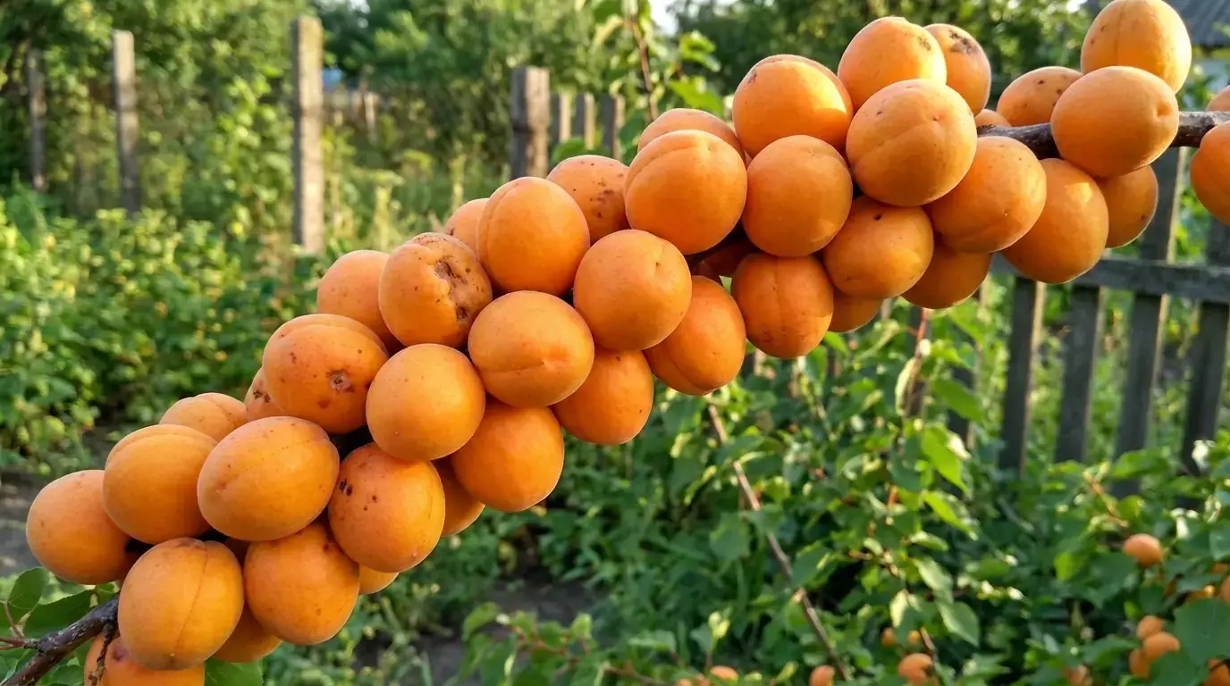 Гілка абрикоса в плодах